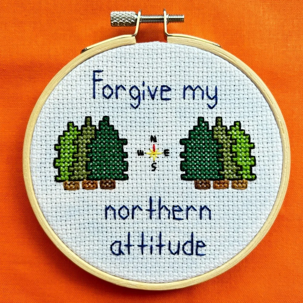 Noah Kahan “Northern Attitude” Lyrics 4-Inch Wooden-Framed Cross Stitch - Picture 4 of 6